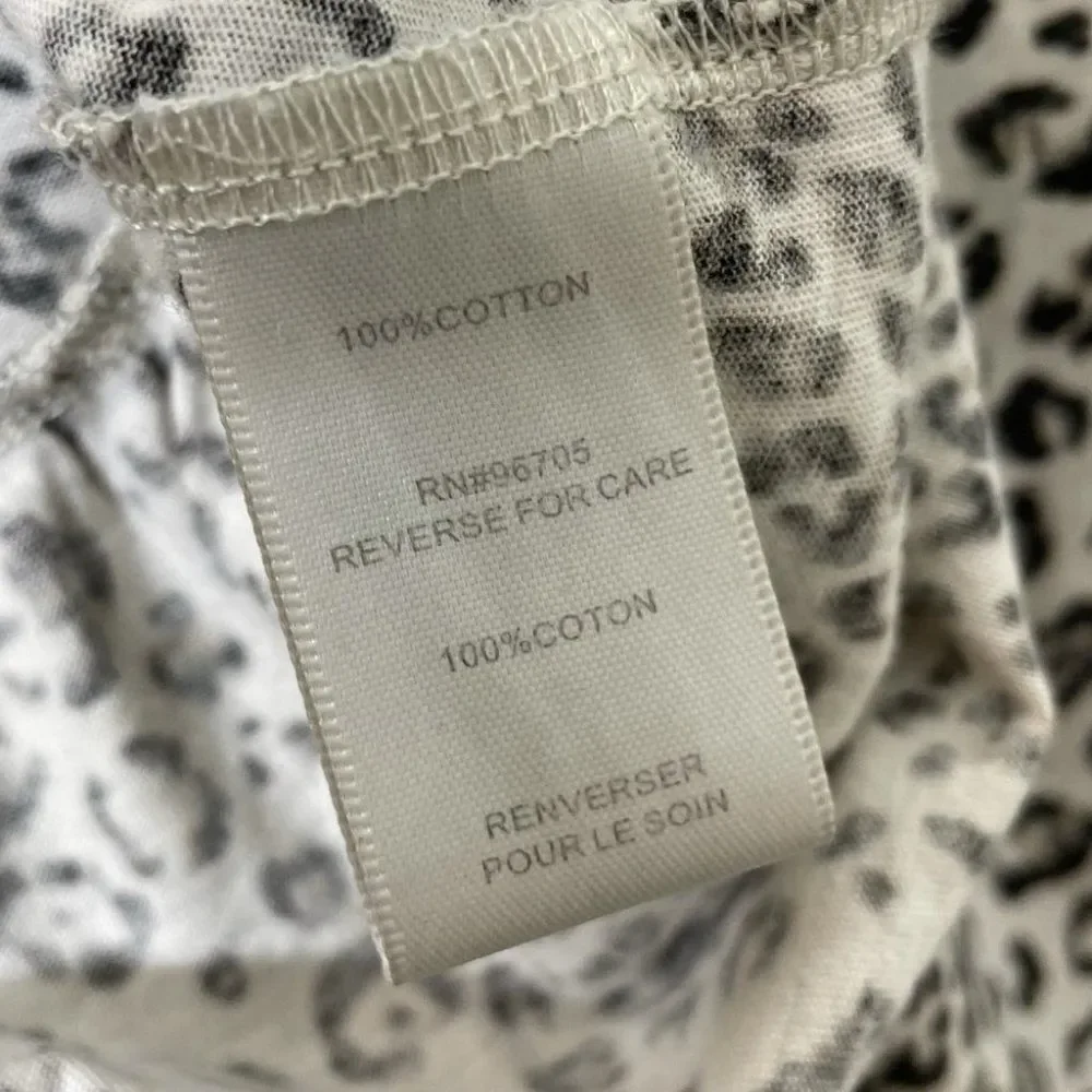 Rebecca Taylor Cheetah Leopard Print Ruffle Cotton Tee  Shirt